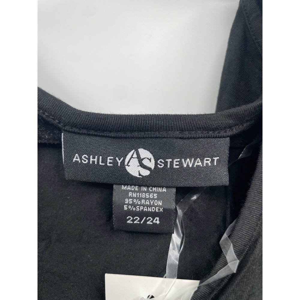 Ashley Stewart Top Womens 22/24 Black Stretch Long Sleeve Blouse Preppy Boho NWT - Picture 9 of 11
